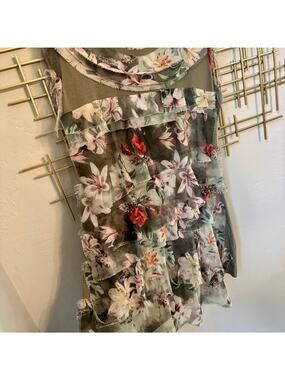 Fleur de Lis XL Floral Layered Mesh Boho Cottagecore Midi Dress